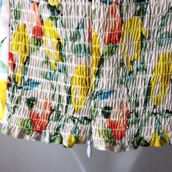 Aqua Adorable Floral Tank Top Smoked Back, Ruffled Sleeve - Picture 10 of 10